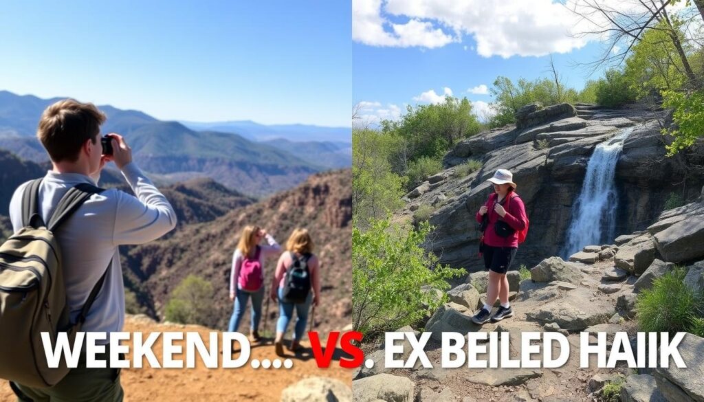 Comparison of weekend vs extended vacation activities in the Smoky Mountains