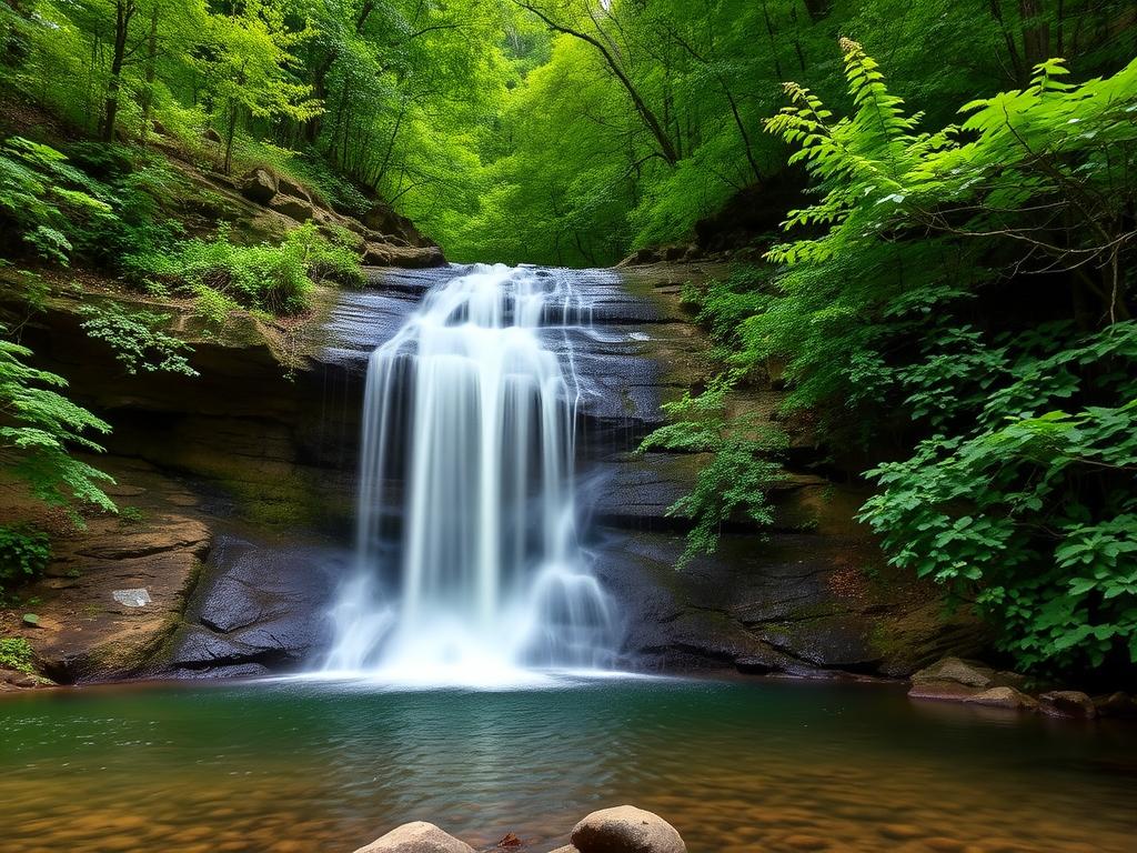 Laurel Falls waterfall in Great Smoky Mountains, a highlight of vacations from Nashville