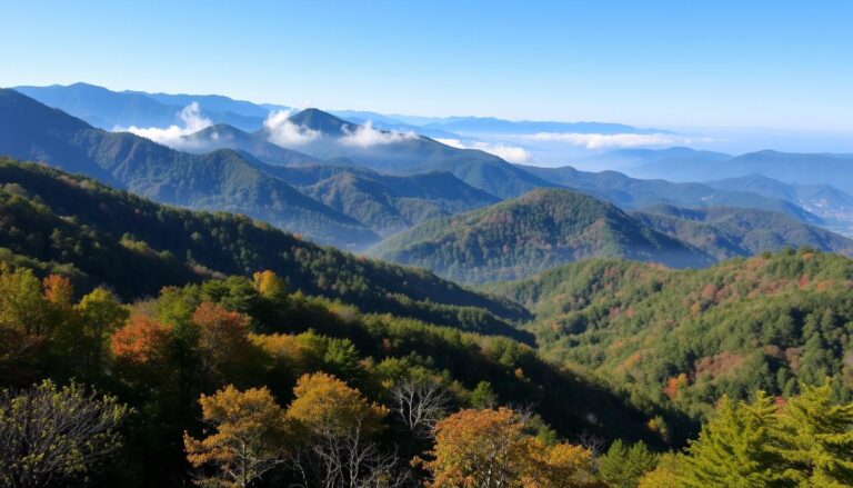 Scenic mountain view of Great Smoky Mountains National Park, a popular vacation from Nashville