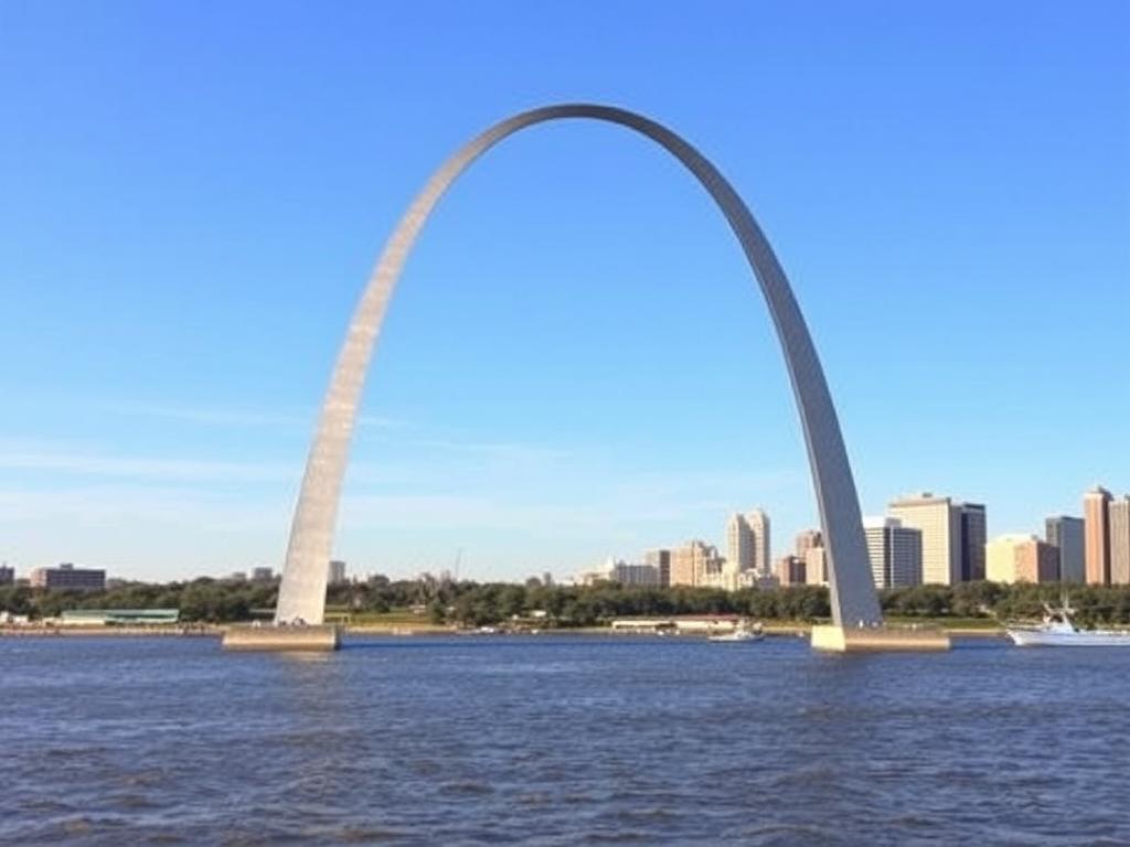 The Gateway Arch in St. Louis with the Mississippi River, a highlight of vacations from Nashville