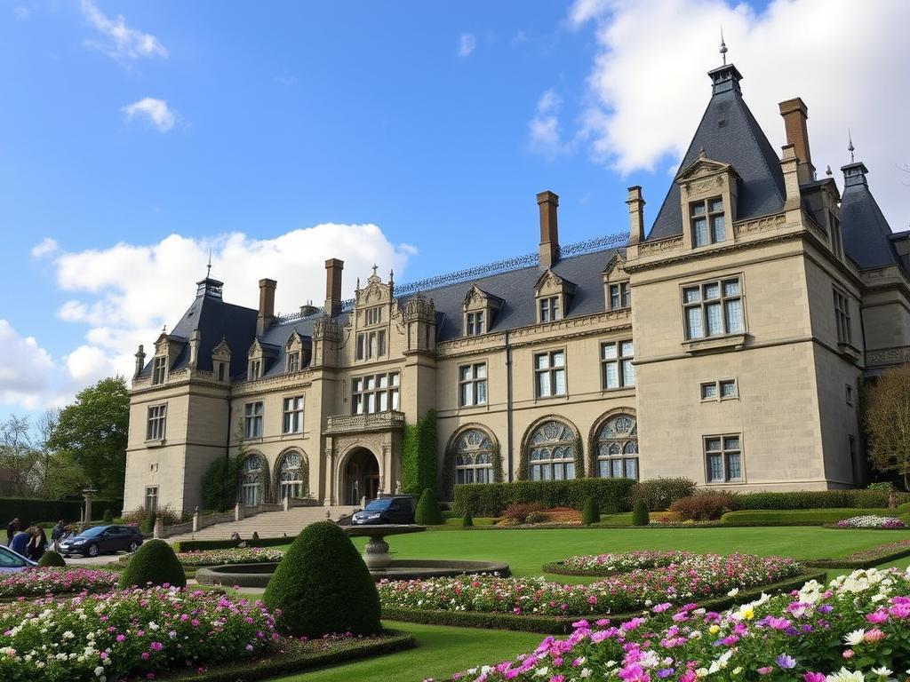 The historic Biltmore Estate in Asheville surrounded by gardens, a highlight of vacations from Nashville